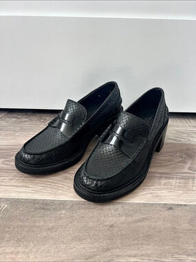 Rag & Bone Black Textured Heeled Loafers size 39